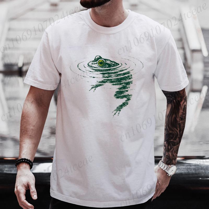 Fun Swimming Frog Pattern 3D Printed T-shirt for Summer Men Casual and Comfortable Short Sleeved Top Fashionable Hip-hop and Personalized Street Wear XL