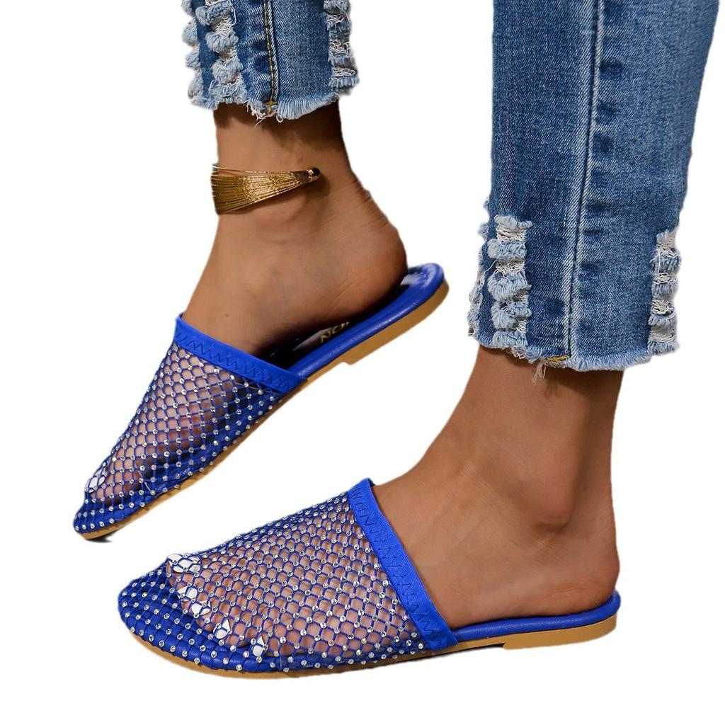 Fashion Women's Slippers Luxury Round Toe Hollow Wedges Diamond Sexy Flats Banquet Sandals Rheinstone Fashion Outdoor Non Slip Slippers