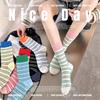 6 Pairs of Socks: Women's Striped Mid-calf Socks with Dad Shoes, Sandals, Dopamine Socks, Summer Thin Sports Socks