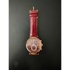 Used MICHAELKORS Analog Chronograph Watch Red Leather Gold Case