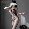Man Yan Sexy Lingerie Bow Bodysuit with Suspenders & Hollow Out Design - Erotic Stocking Style 7943
