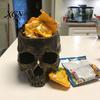 Retro Distressed Skull Decor Planter, Resin Head Flower Pot, Halloween Candy Bowl, Spooky Unique Gothic Gifts Decoration for Tabletop Home Bar Office