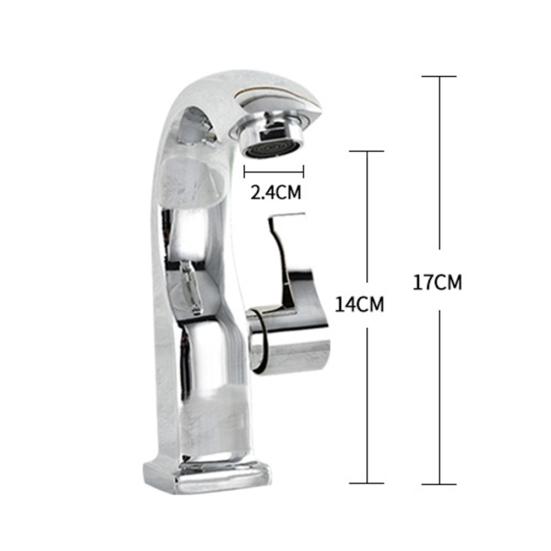 Single Hole Copper Curved Basin Sink Faucet Bathroom Deck Cold Water Outlet Tap