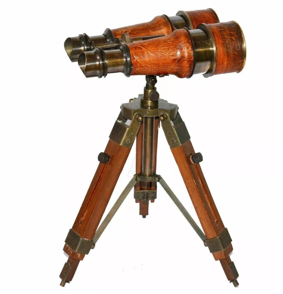 

Латунный телескоп с деревянной подставкой-штативом в морском стиле, винтажный декор для стола M аэро