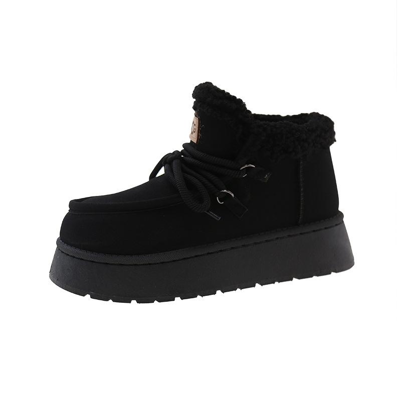 

Winter new velvet women s shoes casual warm cotton shoes thick sole heightening large size snow boots women s bread short boots 36