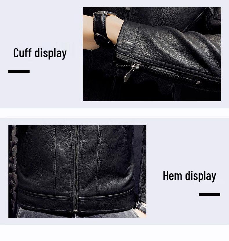 Woodpecker Men's Genuine Leather Motorcycle Jacket - Casual Spring/Autumn Outerwear