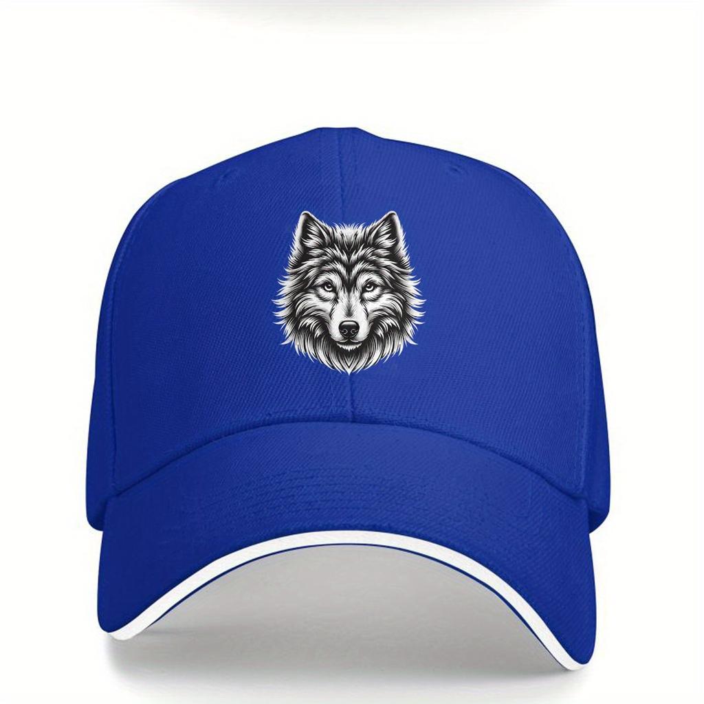 Bold Design Adjustable Retro Wolf Head Baseball Cap  Light and Breathable Polyester Fiber Suitable for Outdoor Sports and