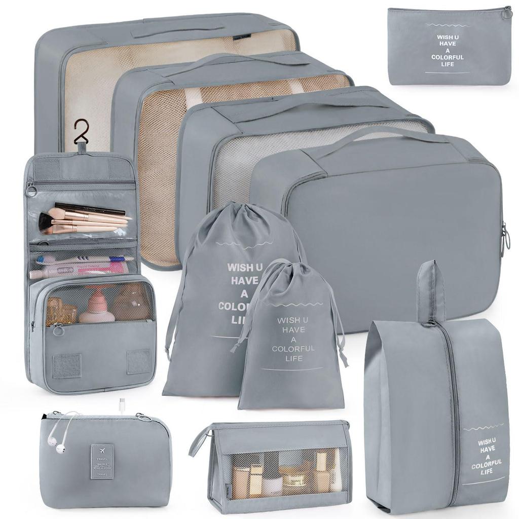 Seven-Piece Travel Storage Set: Wash Bag, Clothes, Underwear Organizer & Folding Sub-Pack