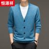 Hengyuanxiang Men's 100% Cashmere V-Neck Cardigan