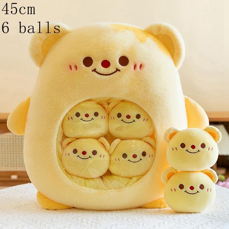 Cute Plush Pudding Bag Candy Bag Mini Balls Panda Koala Capybara Yellow Bear Dolls Animals Plush Pillow Birthday Gift for Girls