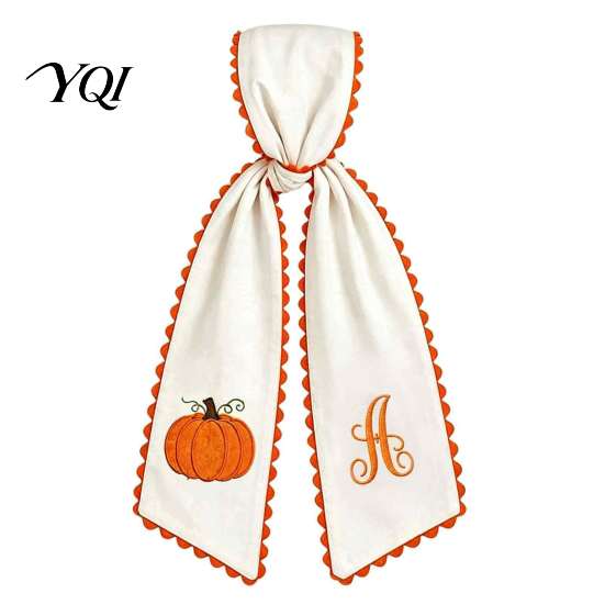 Rustik Kaminhylde Pynt Halloween Græskar Krans Bånd til Efterårs Dørpynt, Orange Kantet Stof Dekorative Kanter Bånd