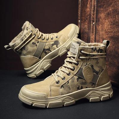 Fashion Men Snow Boots Winter Warm Lace-up New Men Ankle Boots Fashion Plush Winter Boots Ankle Camo Boots for Men