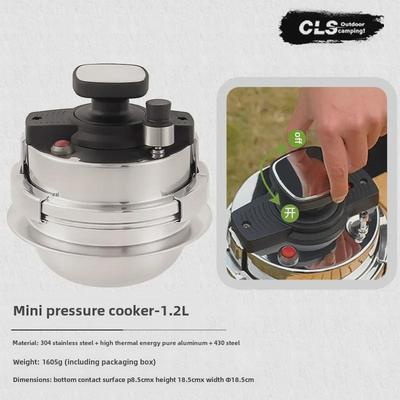 CLS 1,2 l selbstbetriebener Mini-Schnellkochtopf für 1–2 Personen – tragbarer Reiskocher für Camping und den Heimgebrauch, kompatibel mit Induktionskochfeldern.