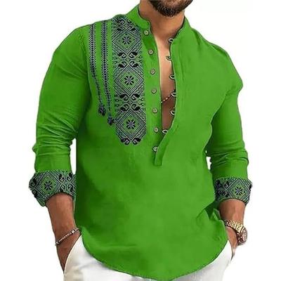 Herren Baumwollmischung Mandarin-Kragen Selbst Ein Design Langarm Lässiger Kurzer Kurta