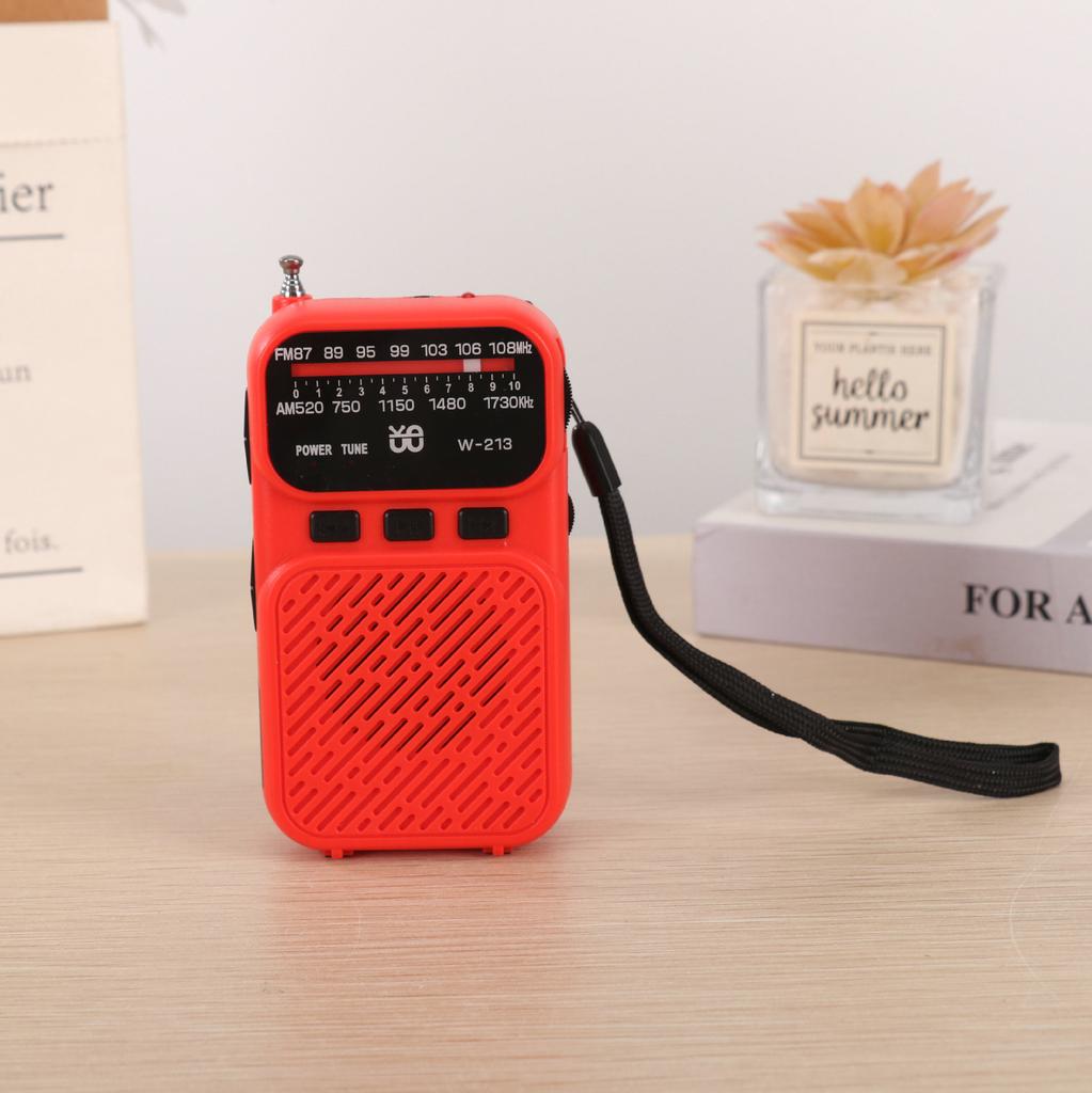 Mini Portable Pointer FM AM Radio LED Flashlight Stable Signal DSP Radios Rechargeable Bluetooth Speaker Earphones Listening Ra