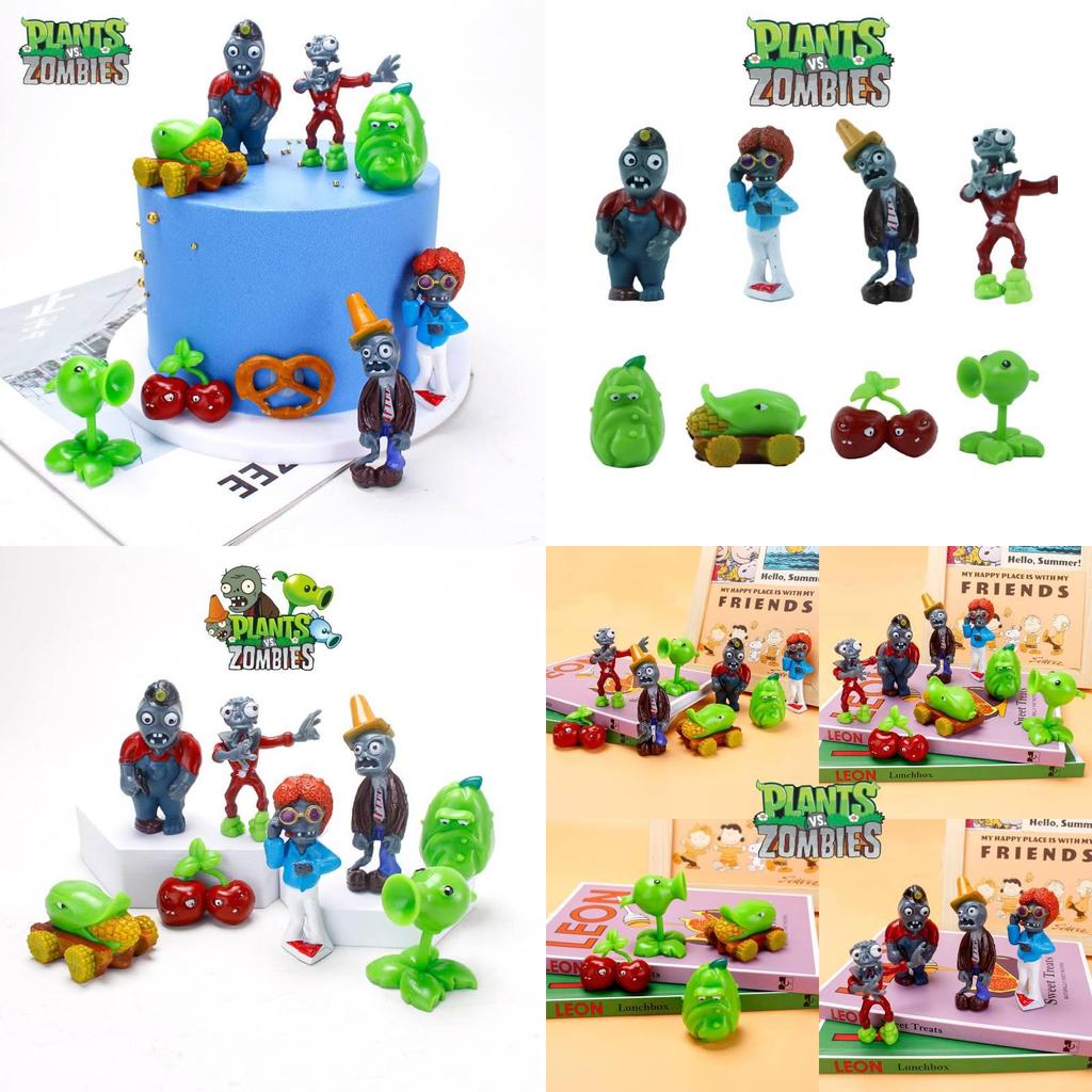 Plant Vs. Zombie Birthday Cake Decoration Peashooter Bomb Cherry Iron Bucket Zombie Cake Ornament