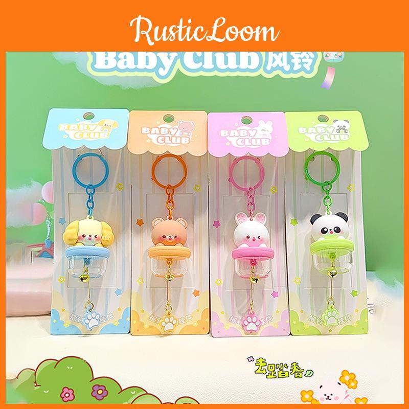 Whimsical Jinnew Baby Club Cartoon Rattle Keyring In Adorable Bear Panda Bunny Colors Dog