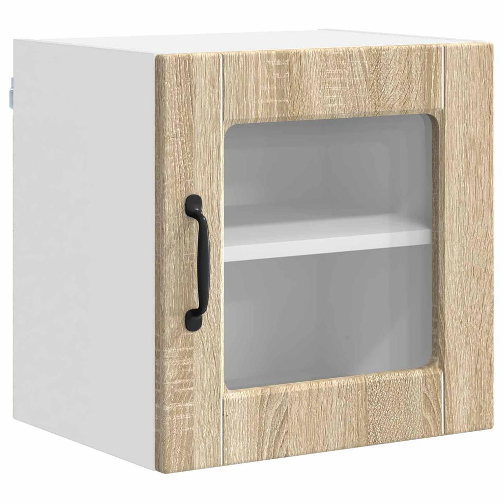 Wall Mounted Glass Cabinet PORTO 2 Pcs Sonoma Oak 40 X 31 X 40 Cm
