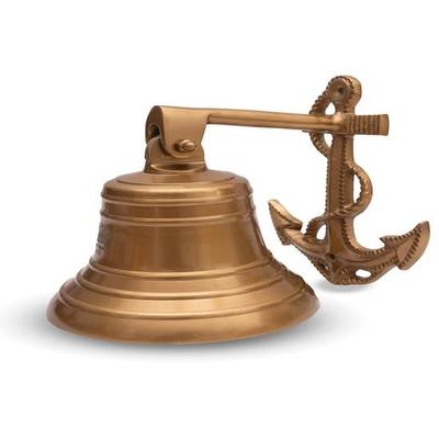 15,24 cm Clopot de ancorare din alamă, șnur de frânghie nautică, decor de perete