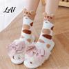 Winter Gifts for Girlfriends Cute Cat Paw Socks Women Fuzzy Socks Cozy Soft Plush Embroidered Women Animal Slipper Warm Coral Fleece Sleeping Autumn
