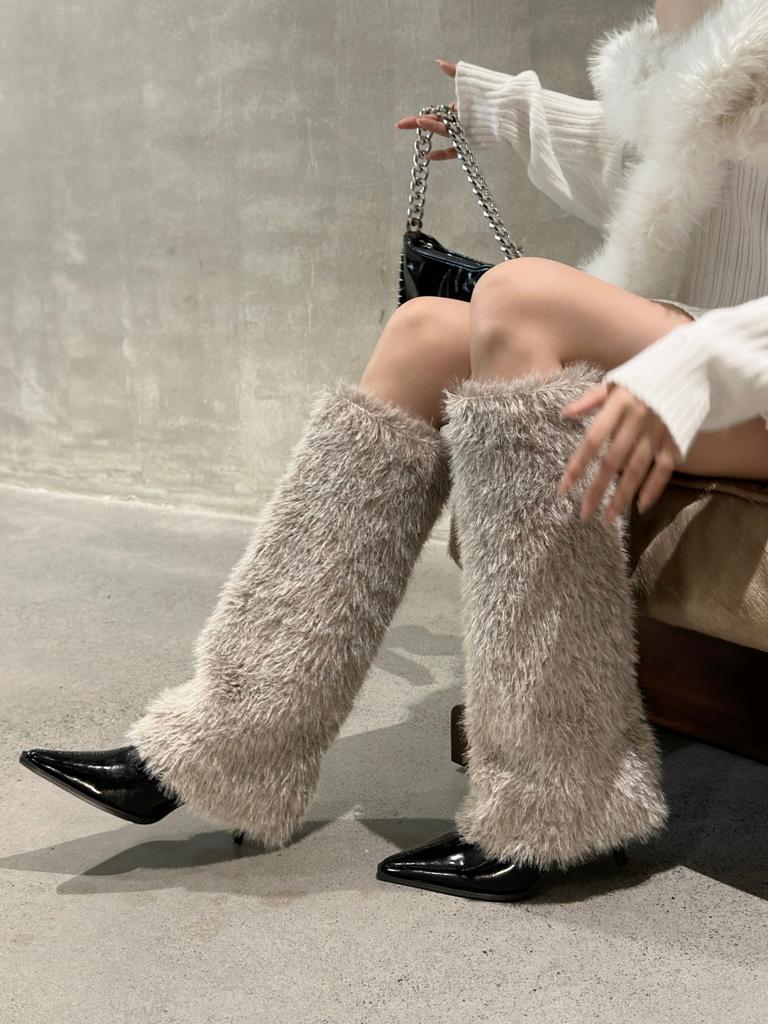 French Celebrity Style Hair Boots Children 2025 Autumn and Winter New Pointed Thin Heel High Heel Women's High Boots