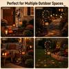 Fall Yard Stake Lights Solar Metal Set of 2 with Moon Shape and Hanging Light for Outdoor Lawn Entry Display Near Porch Zones Daily