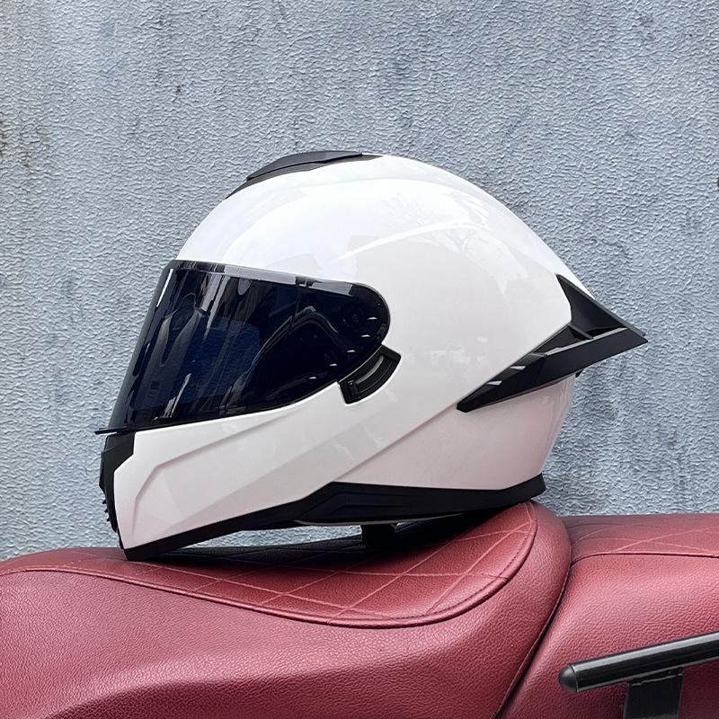 Full Helmet Double Mirror Helmet Men's Four Seasons Universal Hard Hat Female Knight Locomotive Double Lenses