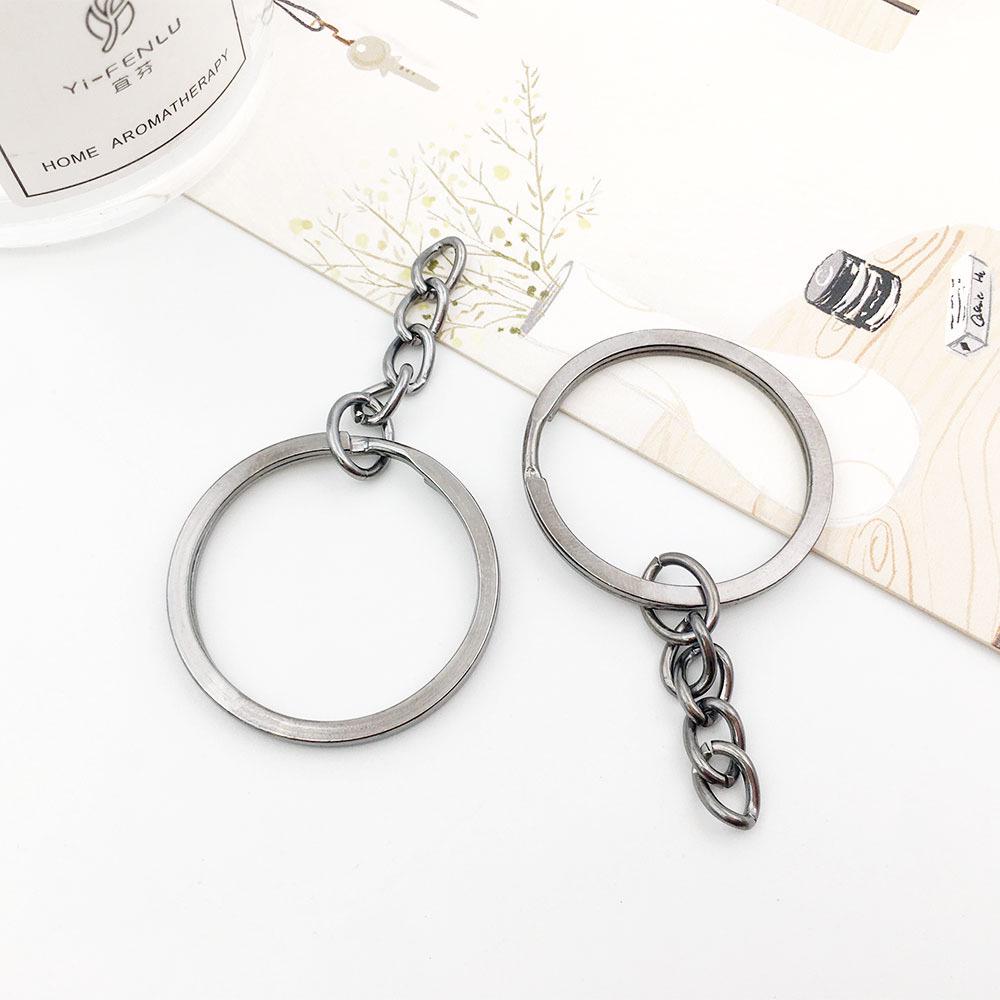 White Keychain Pendant Charm with Antique Gold Chain for DIY Jewelry