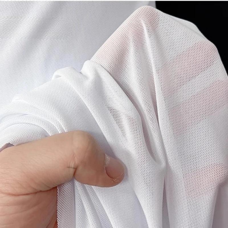 Wide 150cm Nylon Mesh Fabric Spandex High Elastic Dense Black White for DIY Sewing Lace Shirt Stockings