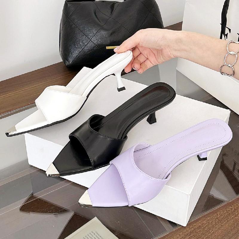 Fashion High Quality Pointed Toe Shallow Women Sandals Fashion Open Toe Thin Heel Slide Sandals Elegant Simple Comfortable Designer Shoe