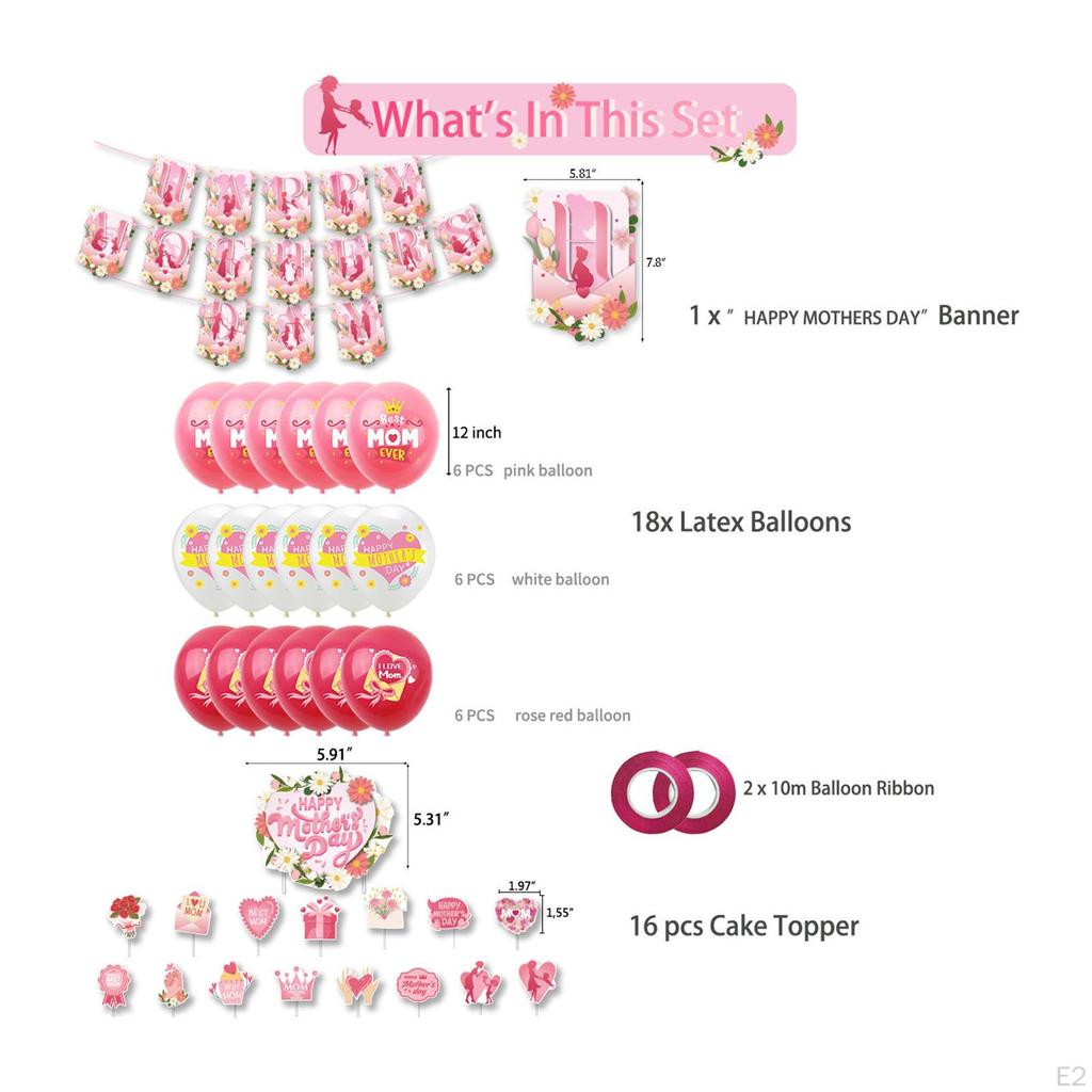 Mother's Day Decorations Cake Toppers Photo Backdrop Props Happy Banner