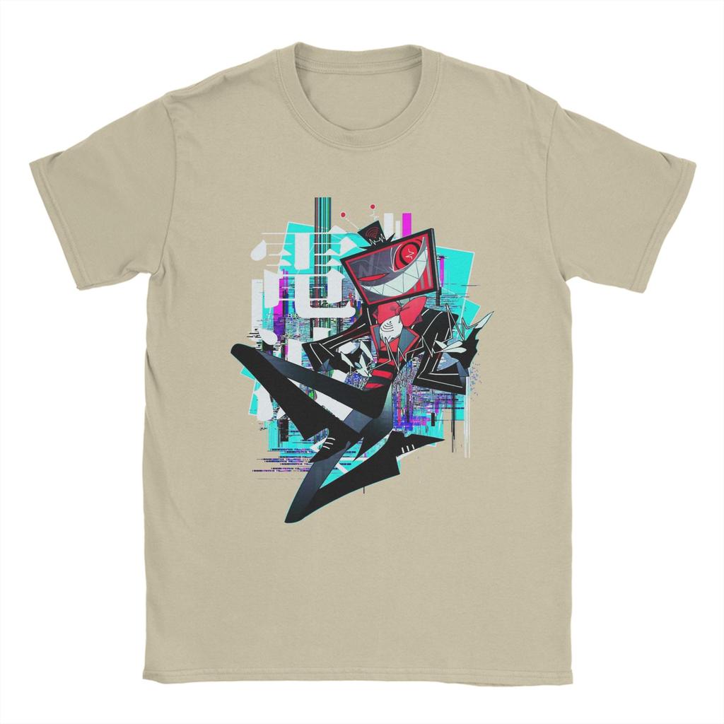 Koszulka Anime Vox Hazbins Hotels Męska Vintage Bawełniana Koszulka Okrągły Dekolt Krótki Rękaw Koszulki 4XL 5XL Ubrania