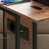 Tavolino Pieghevole, Stazione di Ricarica con Porte USB, Metallo, 39 x 29 x 57 cm, Marrone