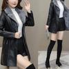 Winter Leather Jacket for Women with Medium To Long Fleece Slim Fit and Trendy PU Style