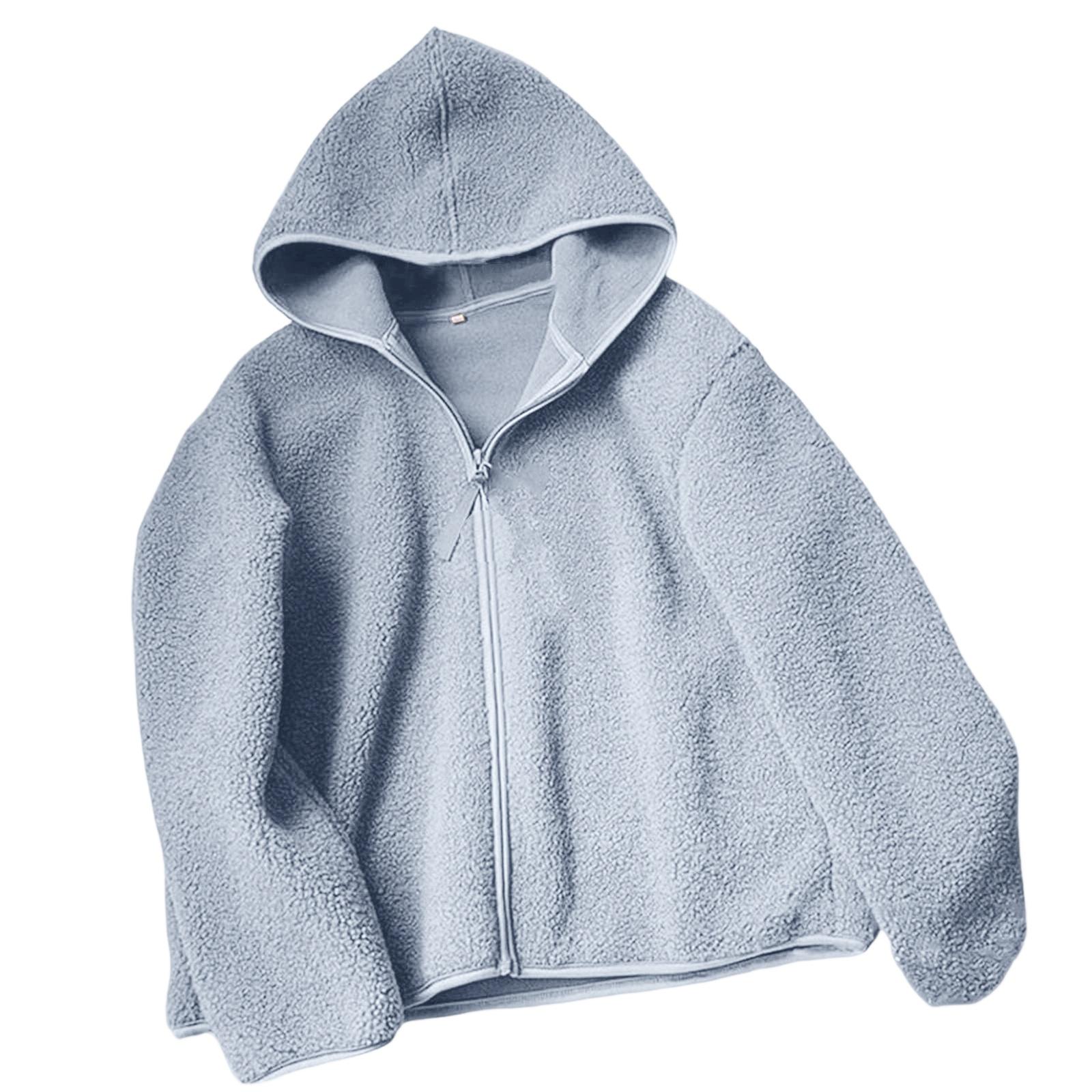 

Женское повседневное теплое однотонное пальто с капюшоном и застежкой-молнией, с длинными рукавами XL светло-синий