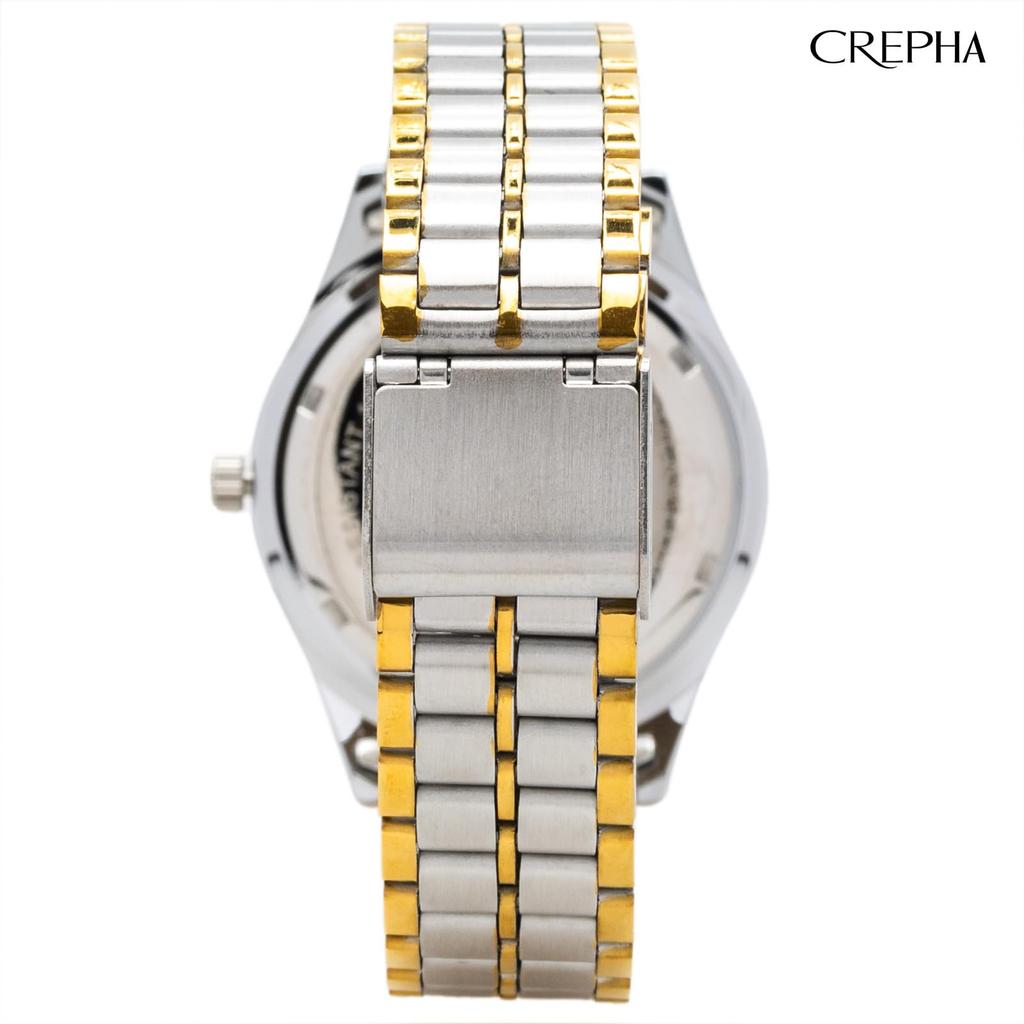 Clefer Serdica Analog White Metal Japanese Silver and Gold Watch, Dial, Strap, Movement, SD-AM327-WTT, Men's,