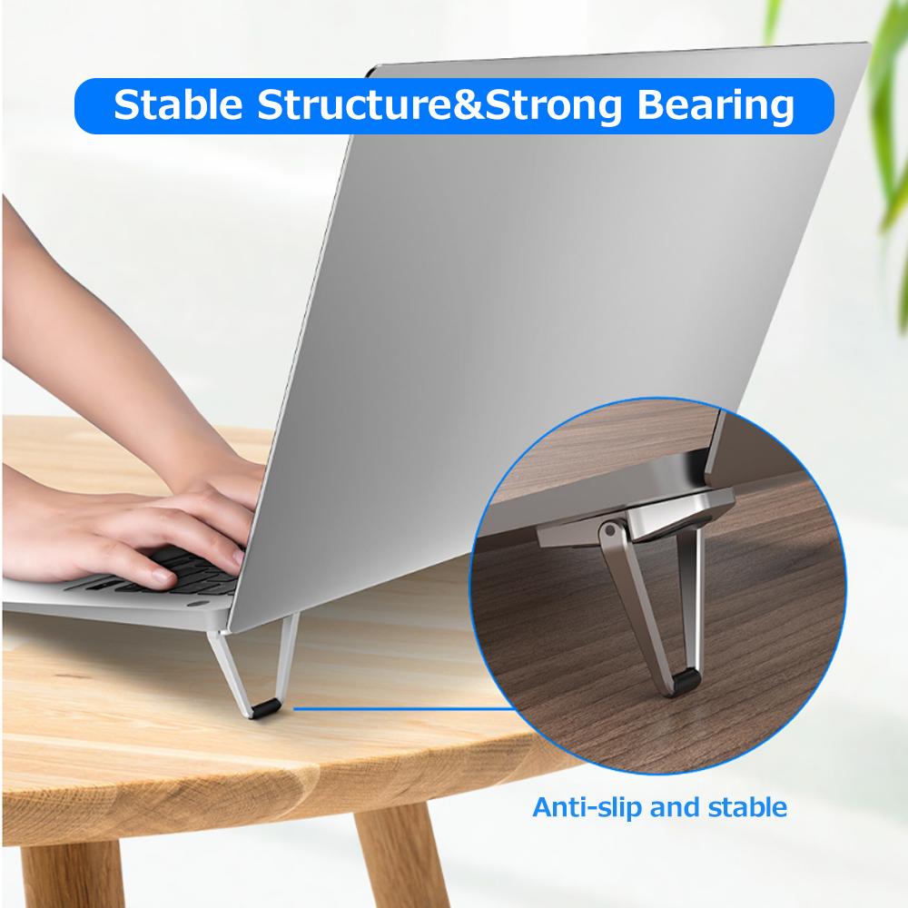 Portable   Type Laptop Stand Foldable Zinc Alloy Laptop Bracket Small Size Strong Bearing Efficient Heat Dissipation