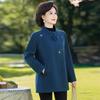 Stylish Woolen Coat for Middle-Aged and Elderly Women - Spring & Autumn Round Neck Top for Mothers & Grandmothers