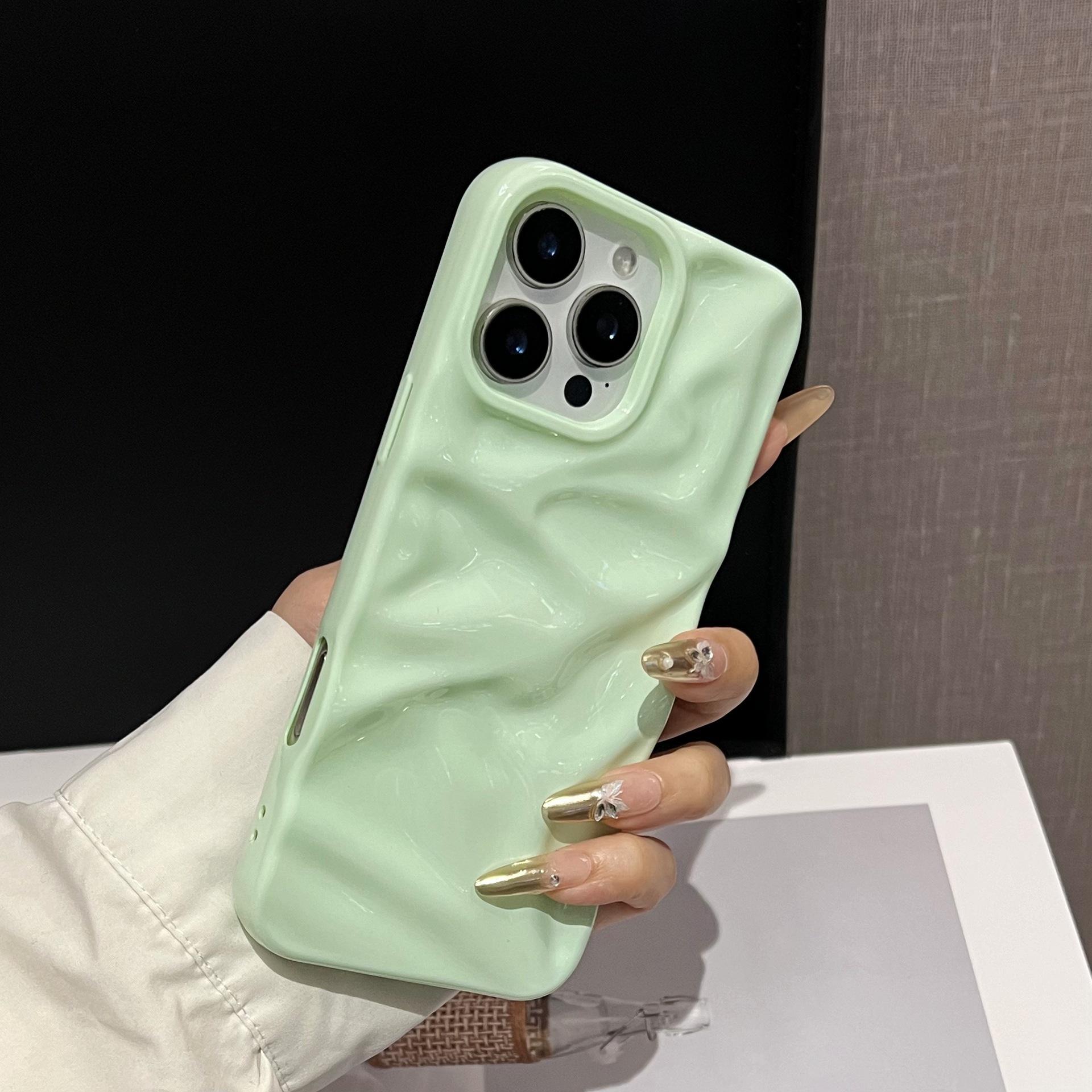 

Ins Style 3D Wrinkle Suitable for iPhone 16 Pro Max Apple 17 Phone Case Macaron Color Series 14/15 17Air(without Packaging