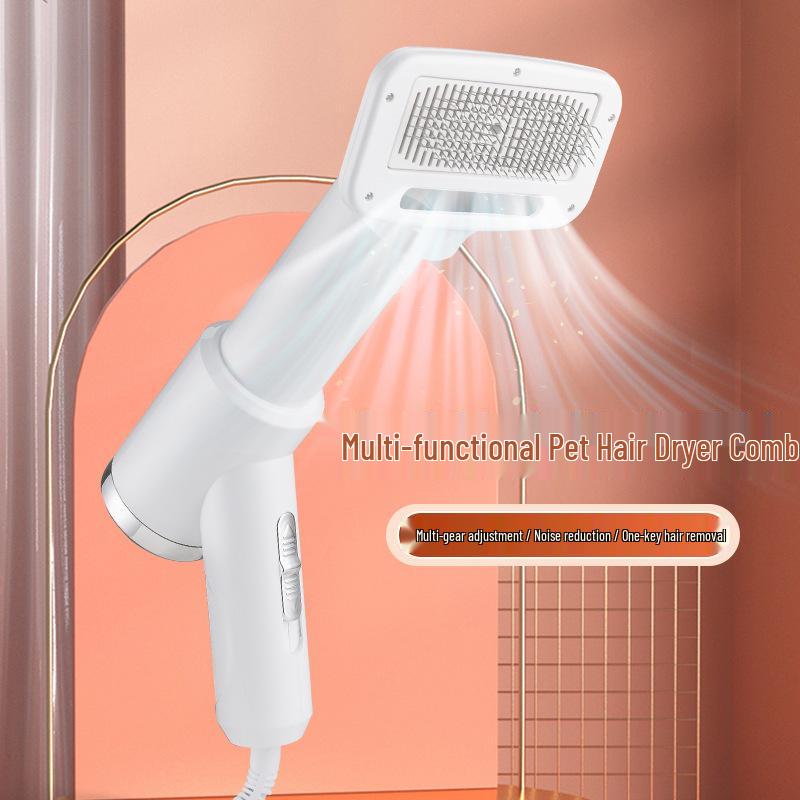 2-in-1 Pet Hair Dryer & De-shedding Comb for Cats & Dogs - Quick Drying Hot Air Brush