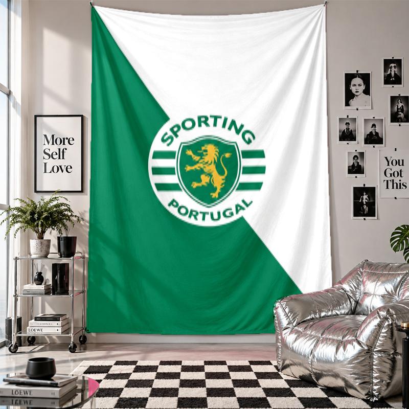 Arazzo da Parete FC Sporting CP Decorazione per la Casa Tessuto da Appendere a Parete per Camera da Letto Soggiorno Sfondo