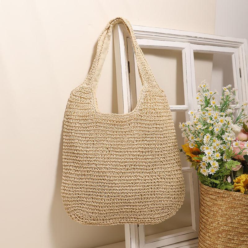 One new large-capacity shoulder straw woven bag, simple straw bag woven bag, holiday beach bag casual women s bag