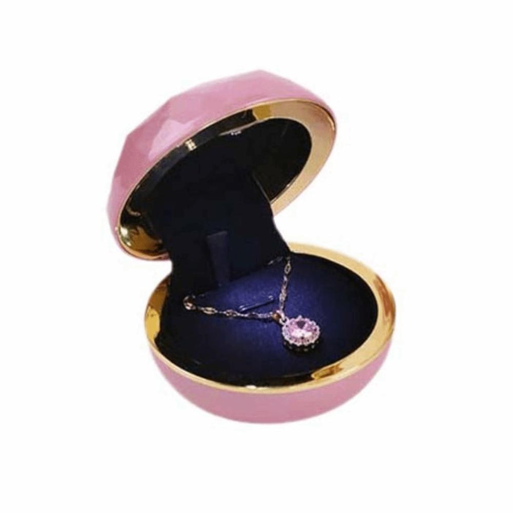 Luxury LED Ring Display Box Storage Couple Rings Holder Portable Necklace Ring Case  for Wedding