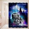 Warner 1pc Cute Printed Bathroom Shower Curtain with Owl and Castle Pattern, Creative, Suitable for Home Bathroom/Home Decor,