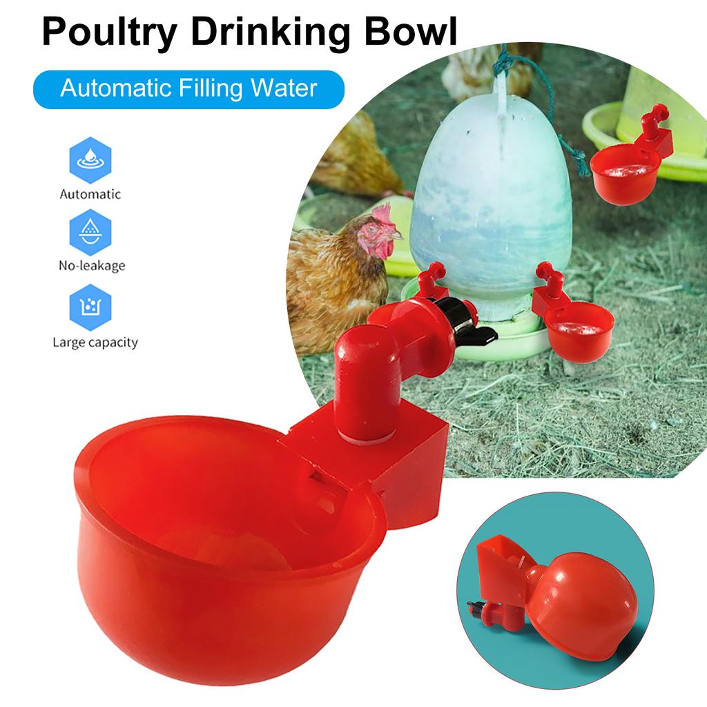 60PC Chicken Drinking Cup Automatic Drinker Chicken Feeder Poultry Waterer Drinking Water Feeder for Chicks Duck Goose Quail