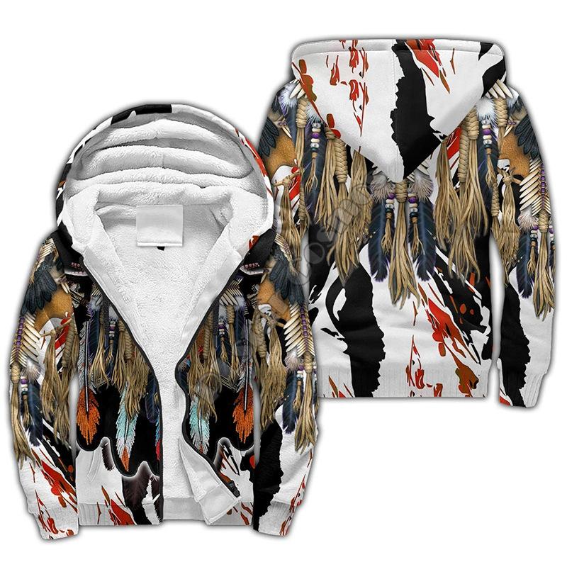 Moletom Quente de Veludo Estilo Outono e Inverno para Homens Conforto e Casual Moletom Cardigã com Capuz Estampado Digital 3D Tatuagem