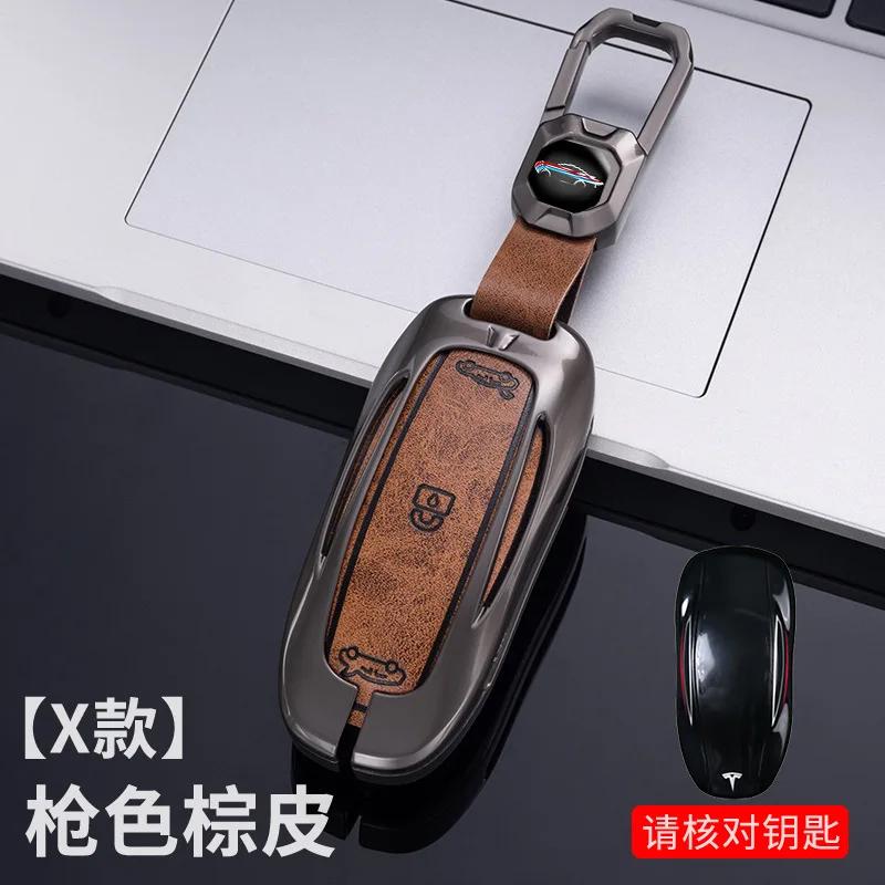 Car Sticker Tesla Zinc Alloy Car Smart Remote Key Case Fob Cover Holder For Tesla Model 3 Model Y Model X/S Auto Protector Keych