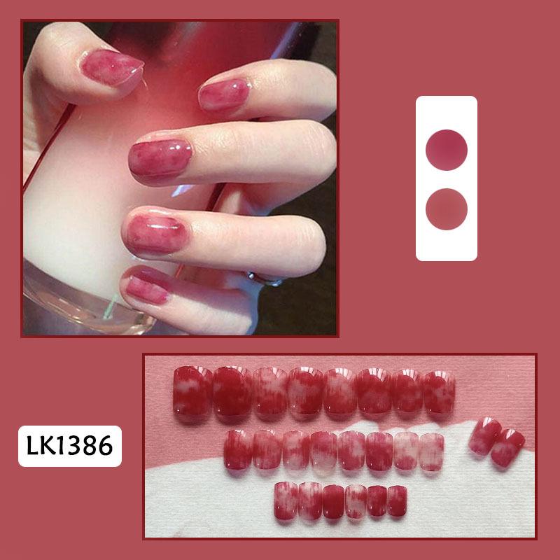 24Pcs Purple Bunny Design Full Coverage Press On Nails Artificial Removable Fake Nail Art Acrylic False Nails Finished