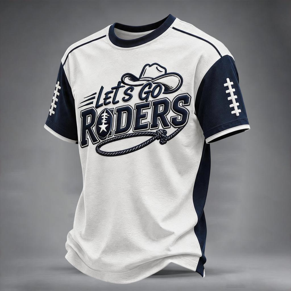 Men's Casual Fit Crewneck Short Sleeve T-Shirt with Rugby Graphic Print