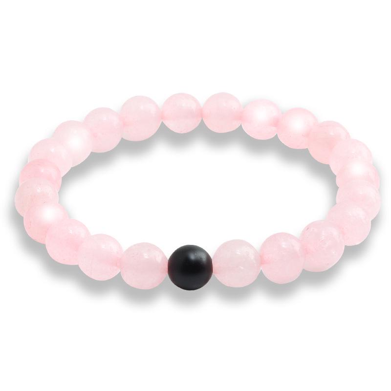 Creative Pink Crystal & Black Agate Single Strand Bracelet Gift Set